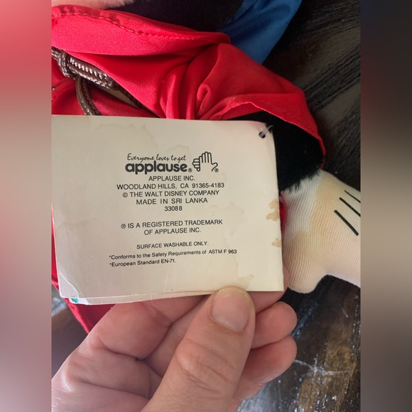 Vintage Fantasia Mickey Mouse 12 inch Plush with Tags Attached - Picture 5 of 8